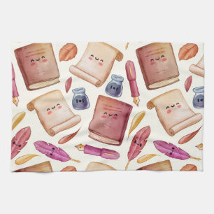 Book pattern tea towel