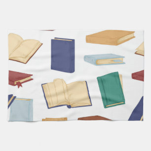 Book pattern tea towel