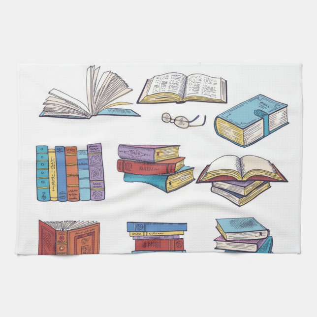 Book pattern tea towel (Horizontal)