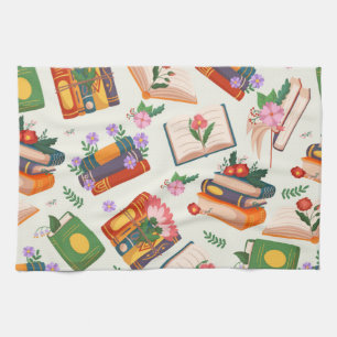 Book pattern tea towel