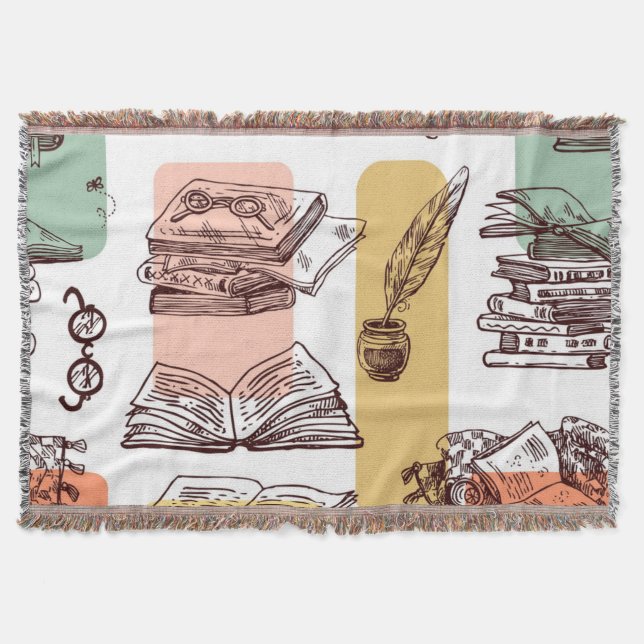 Book pattern throw blanket (Front)