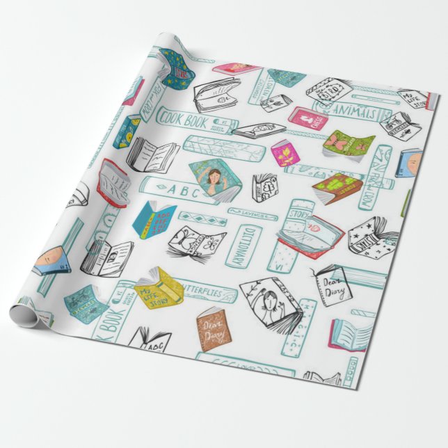 Book pattern wrapping paper (Unrolled)