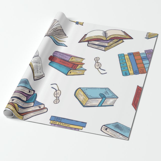 Book pattern wrapping paper (Unrolled)