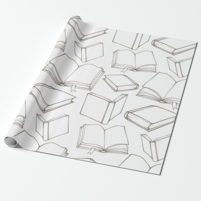 Book pattern wrapping paper (Unrolled)