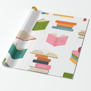 Book pattern wrapping paper
