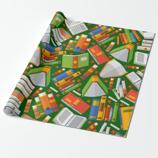 Book pattern wrapping paper (Unrolled)