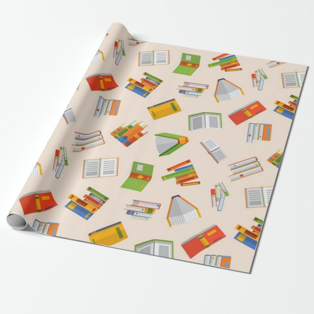 Book pattern wrapping paper (Unrolled)