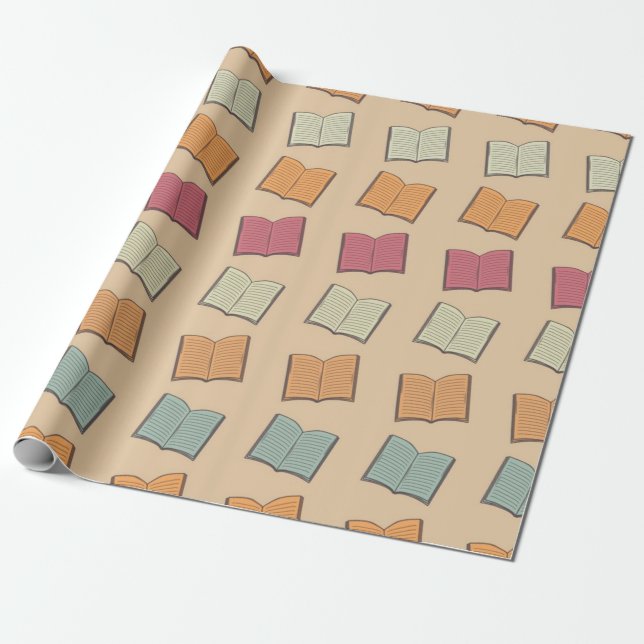 Book pattern wrapping paper (Unrolled)