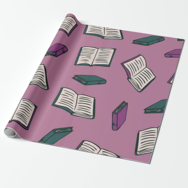 Book pattern wrapping paper (Unrolled)