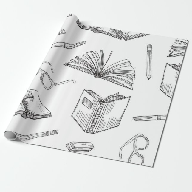 Book pattern wrapping paper (Unrolled)
