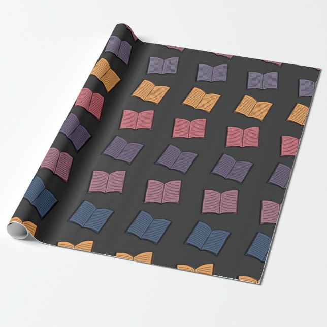 Book pattern wrapping paper (Unrolled)