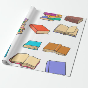 Book pattern wrapping paper