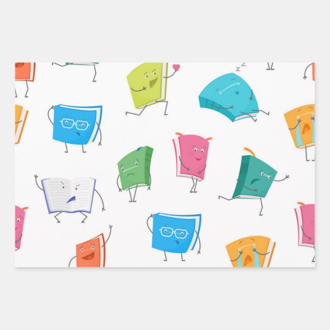 Book pattern wrapping paper sheet (Front)