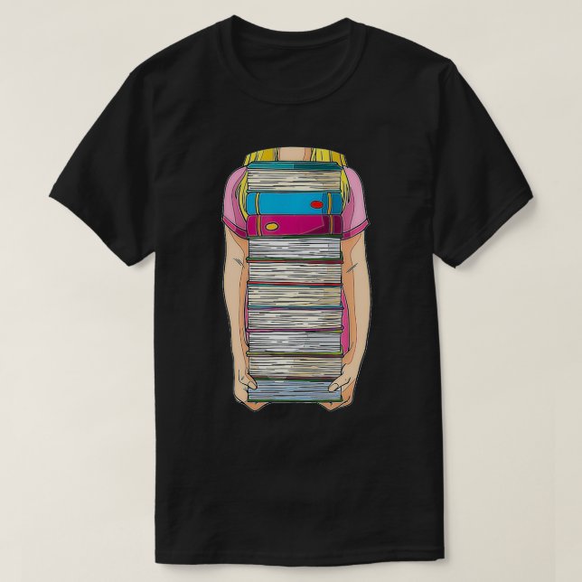 Book Pile Holding Arms  T-Shirt (Design Front)