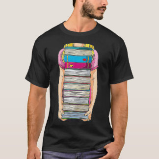 Book Pile Holding Arms  T-Shirt