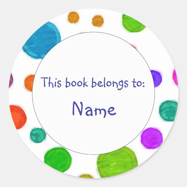 Book Plate - Colourful Design Classic Round Sticker (Front)