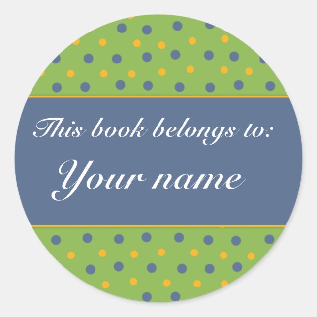 Book Plate - Customise with your name Classic Round Sticker (Front)