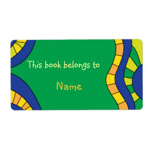 Book plate with colourful modern abstract shapes