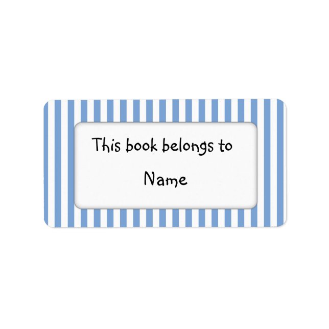 Book plate with modern blue stripes label (Front)