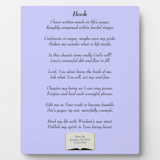 Book Poetry Plaque (Front)