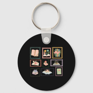 Book Postage Stamp Bookish Stamp Reading Lover Key Ring