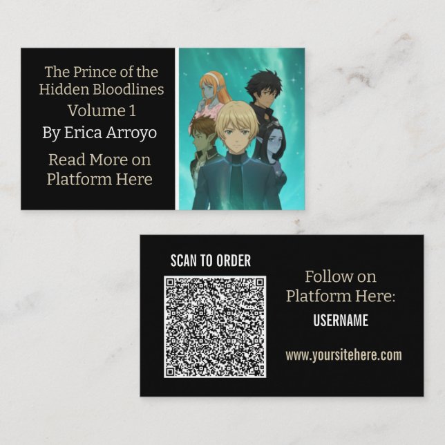 Book Promotion Indie Author QR Code Business Card (Front/Back)