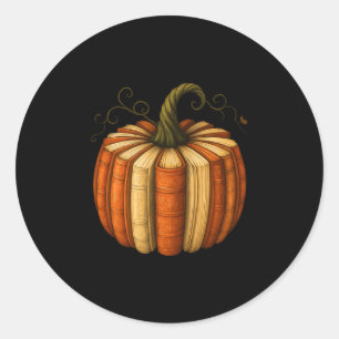 Book Pumpkin Fall Halloween Teacher Librarians Boo Classic Round Sticker