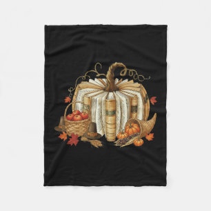 Book Pumpkin Fall Reading Thanksgiving Teacher Lib Fleece Blanket