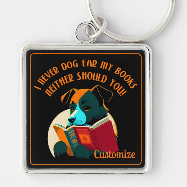 Book Puppy Dog Ear Humour Key Ring (Front)