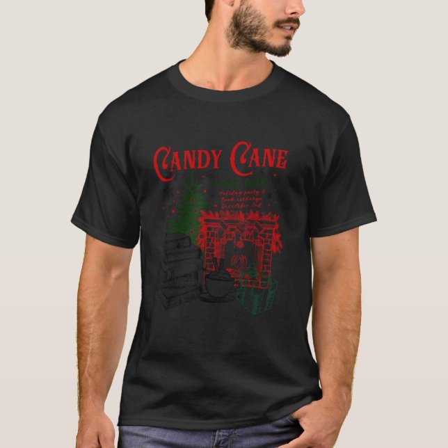 Book Reader Candy Cane Bookish Bookworm Christmas  T-Shirt (Front)