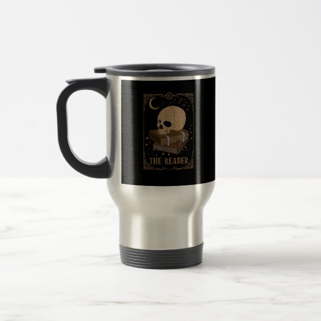 Book Reader Card Pagan Goblincore Goth Occult Book Travel Mug (Left)