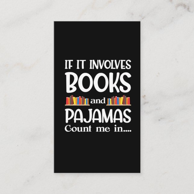 Book Reader Pajamas Bookworm Funny Reading Business Card (Front)