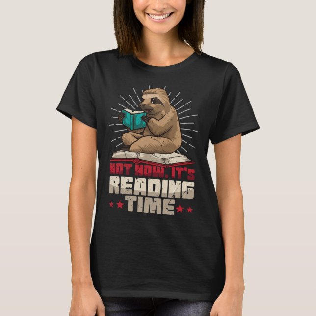 Book Reader  Sloth Bookworm Reading Book Club T-Shirt (Front)