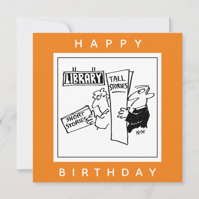 Book Readers at a Library Cartoon Card (Front)