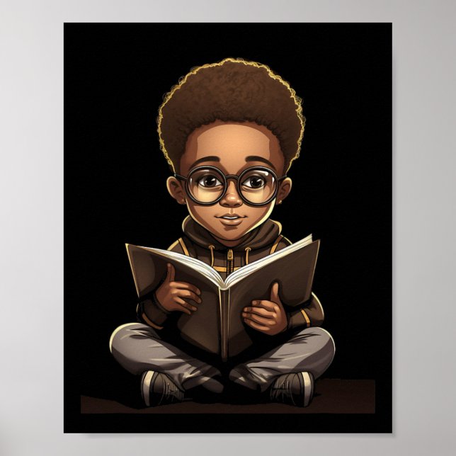 Book Reading Afro African American Reader Bookworm Poster (Front)