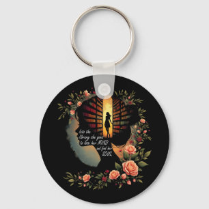 Book Reading Bookworm Book Lover Women Girls Libra Key Ring