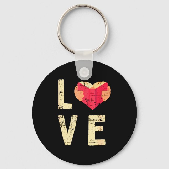 Book Reading Bookworm Valentines Day Gift Reading  Key Ring (Front)