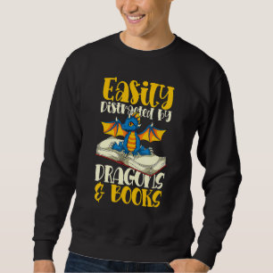 Book Reading Fantasy Dragon Librarian  Book Dragon Sweatshirt