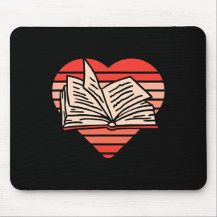 Book Reading Heart Love Retro Gift For Him Her Val Mouse Pad