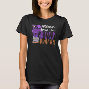Book Reading Librarian Bookworm Cute Book Dragon T-Shirt
