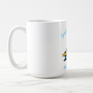 Book reading monster in a cafe coffee mug