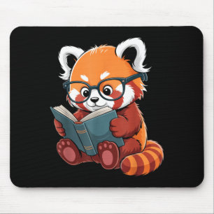 Book reading red panda reader animal cute red mouse pad