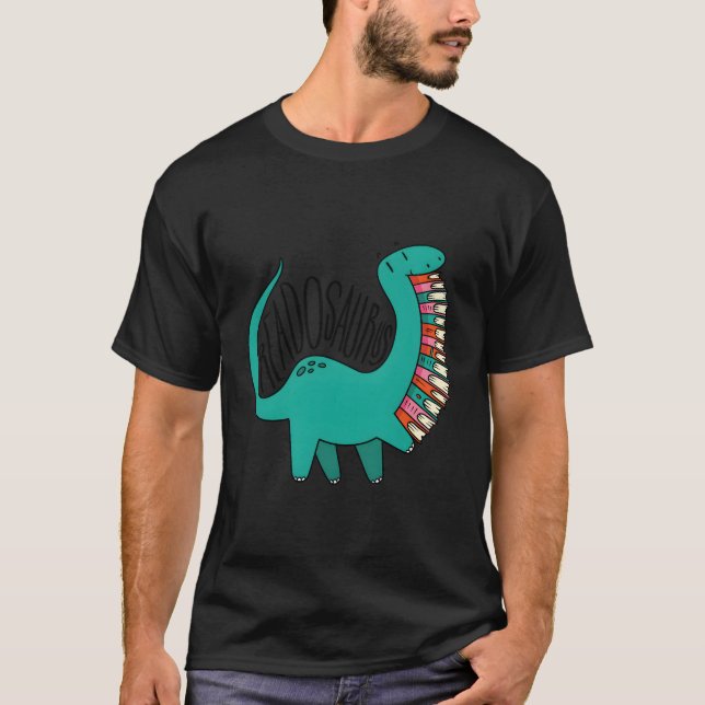 Book Readosaurus Dinosaur Books Library Reading T-Shirt (Front)