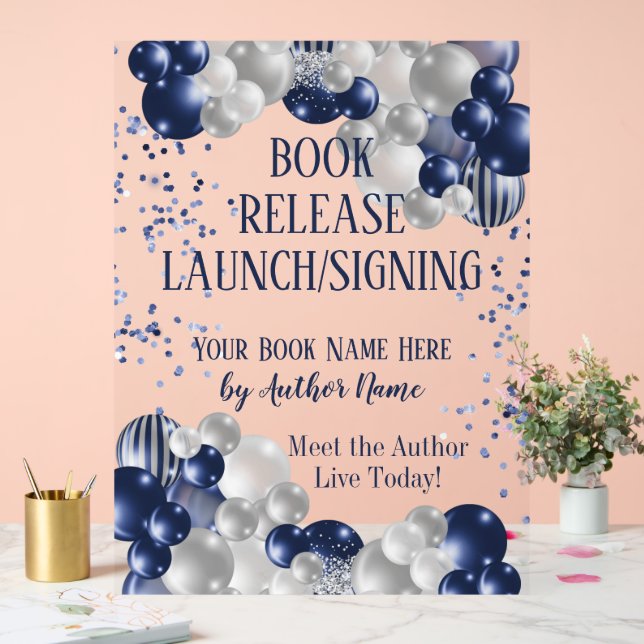 Book Release Launch Signing Party Acrylic Sign (Wedding)