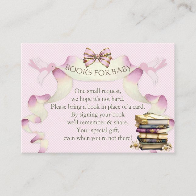 Book Request Antique Carriage Pink Gold Enclosure Card (Front)