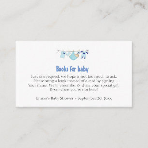Book Request Baby Shower Blue Invite Insert Card