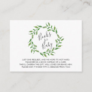 Book Request Baby Shower Greenery Wreath Enclosure Card