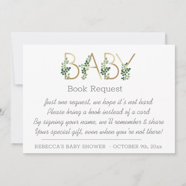 Book Request Baby Shower Invitation Insert Card (Front)