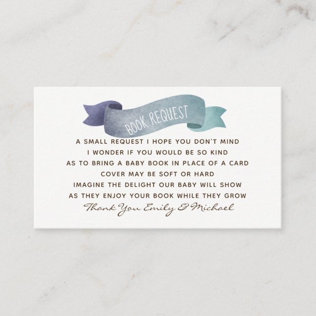 Book Request Baby Shower Invite Insert - Poem (Front)