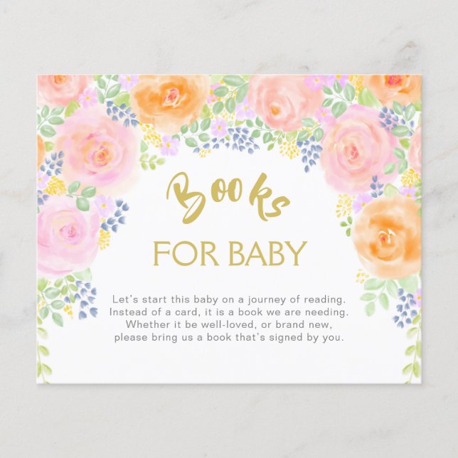 Book Request Baby Shower Pink Roses Watercolor (Front)